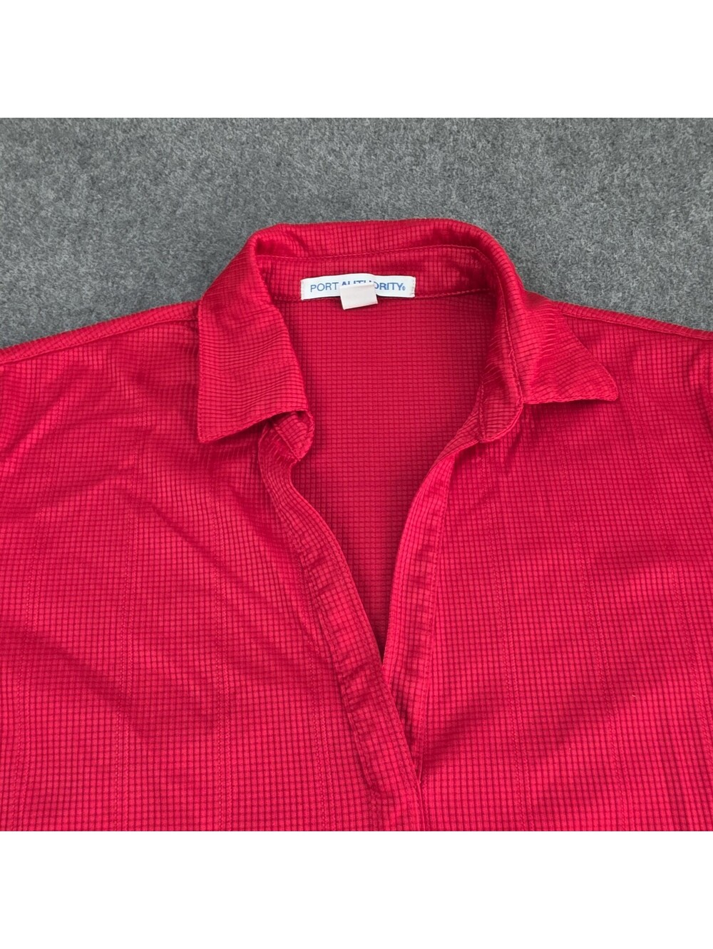 Port Authority Womens Polo Shirt Size M Red Short Sleeve V-Neck SPC Credit Union - Picture 2 of 9
